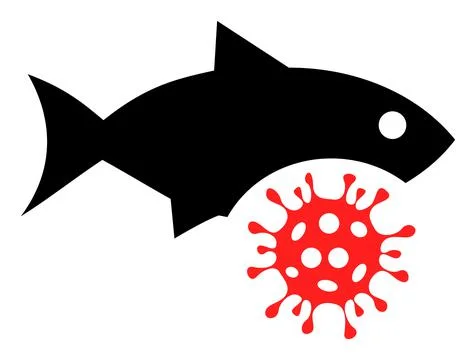 Raster Fish Flu Virus Flat Icon Illustration Illustrazione stock
