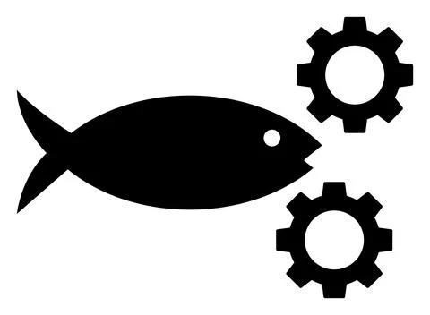 Raster Fish Processing Gears Icon Illustration Illustrazione stock