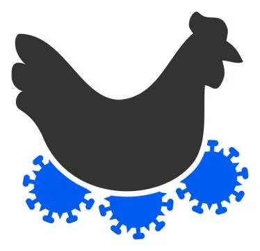 Raster Flat Chicken Virus Icon Illustrazione stock