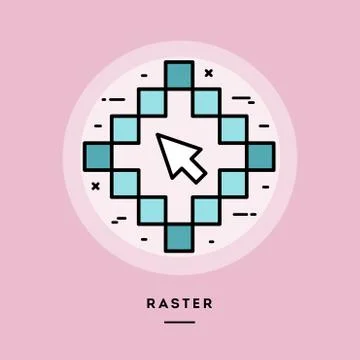 Raster, flat design thin line banner. Vector illustration. Stock Illustration