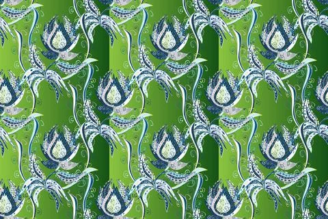 Raster floral pattern in doodle style with flowers. Gentle, spring floral backgr Stock Illustration