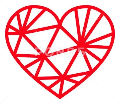 Raster Frame Mesh Love Heart Icon on White Background Stock Illustration