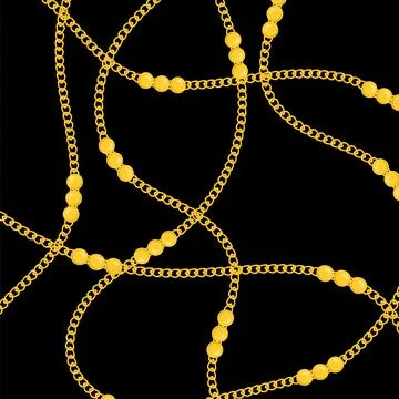 Raster gold pattern. Yellow chain background Stock Illustration