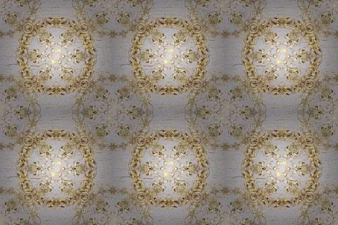 Raster golden pattern. Seamless golden textured curls. Oriental style arabesques Stock Illustration