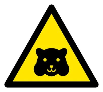 Raster Hamster Warning Triangle Sign Icon 스톡 일러스트