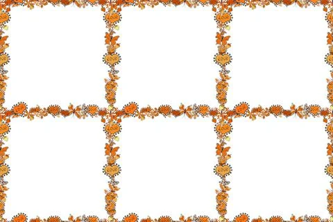 Raster. Hand drawn frames. Seamless. Blank orange, white and black square cadre イラスト素材