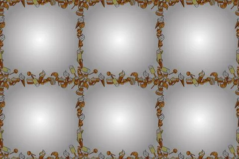 Raster illustration. Comic style doodle frame consists of orange, white and yell Stockillustratie