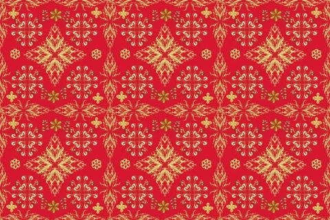 Raster illustration. Pattern medieval floral royal pattern. Gold on yellow, neut Stock Illustration