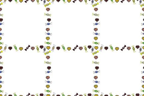 Raster illustration. Quadrate frames doodles. Seamless pattern. Illustration in Stock Illustration