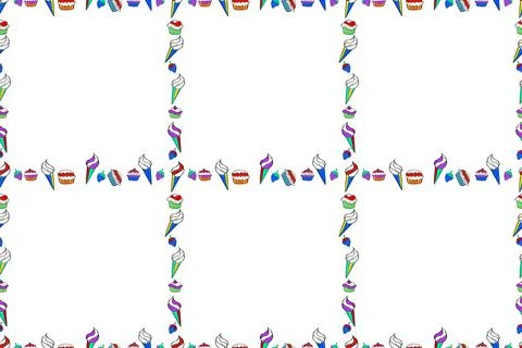 Raster illustration. Seamless pattern.Hand drawn doodle frames. Illustration in Stock Illustration