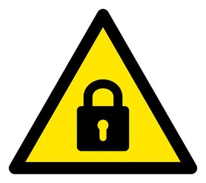 Raster Lock Warning Triangle Sign Icon Stock Illustration