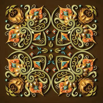 Raster modern volumetric floral elements Stock Illustration