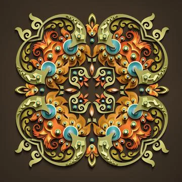 Raster modern volumetric floral elements Stock Illustration