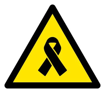 Raster Mourning Ribbon Warning Triangle Sign Icon Stock Illustration