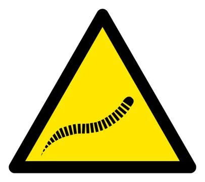 Raster Parasite Worm Warning Triangle Sign Icon Illustrazione stock