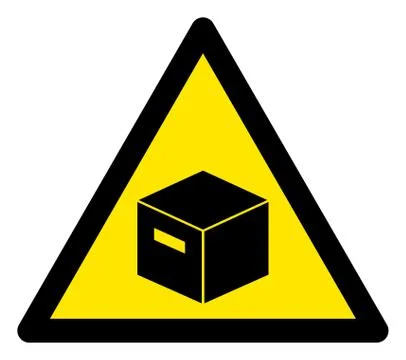 Raster Parcel Box Warning Triangle Sign Icon 库存插图