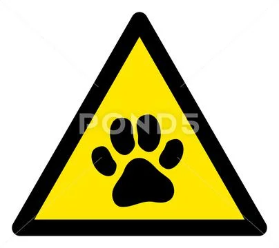 Raster Paw Footprint Warning Triangle Sign Icon: Graphic #130042009