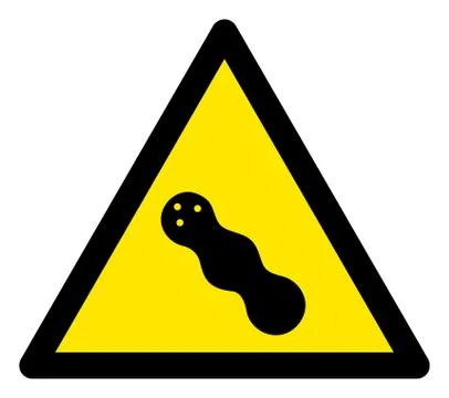 Raster Peanut Warning Triangle Sign Icon Stock Illustration