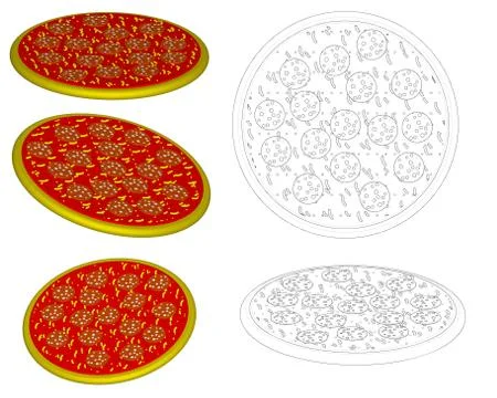 Raster: pizza salami Stock Illustration