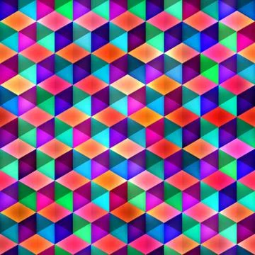 Raster Seamless Multicolor Cubes Pattern Stock Illustration