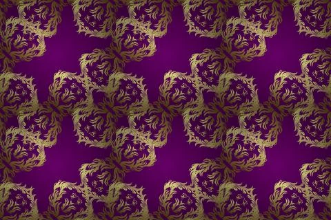 Raster. Seamless pattern. Lined tiled motif over colored background with curls s Stock Illustration
