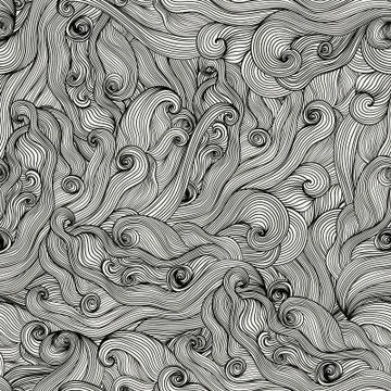 Raster seamless texture with abstract waves. endless background. ethnic seaml Stock Illustration
