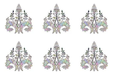 Raster. Sketch pattern with nice flowers on gray, white and neutral colors, wate Stock Illustration