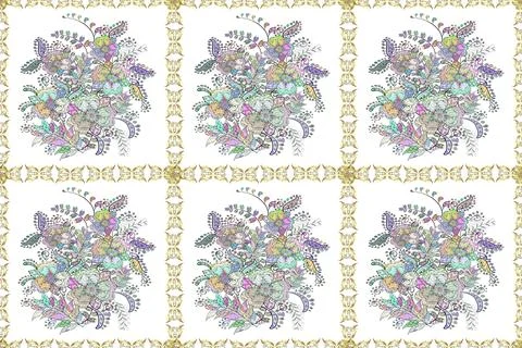 Raster - stock. Seamless background pattern. Watercolor, hand drawn. Flowers of Stockillustratie