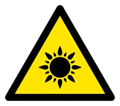 Raster Sun Warning Triangle Sign Icon Stock Illustration