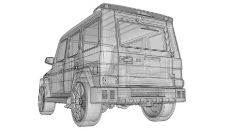 Raster three-dimensional illustration of the car Mercedes-Benz G-class. Tunin Illustrazione stock