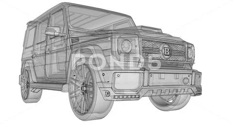 Raster three-dimensional illustration of the car Mercedes-Benz G-class. Tunin Stock Illustration