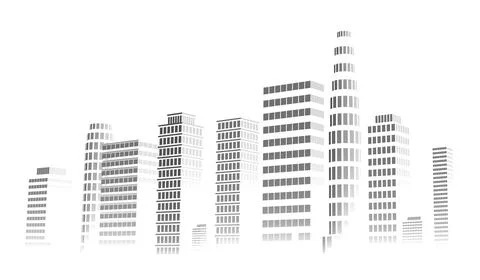 Raster version. Building and city illustration. Illustration isolated on whit Stock Illustration