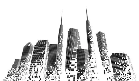 Raster version. Building and city illustration. Illustration isolated on whit Stock Illustration
