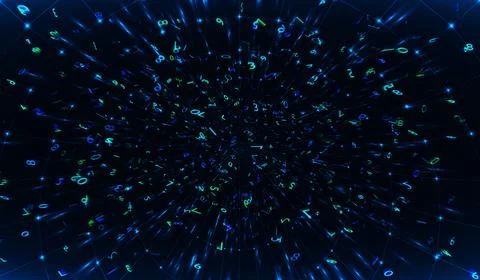 Raster version. Dark blue color Light Abstract pixels Technology background f Stock Illustration