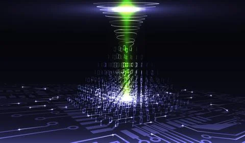 Raster version Dark blue color Light Abstract pixels Technology background fo Stock Illustration