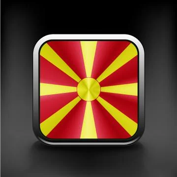 Raster version. Flag of Macedonia glossy icon Stock Illustration