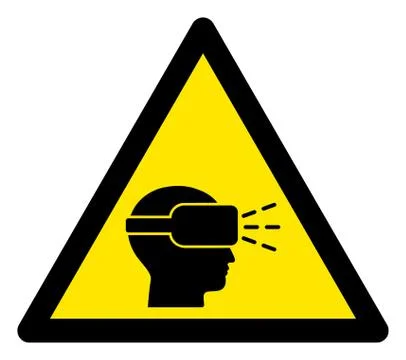 Raster Virtual Reality Warning Triangle Sign Icon Stock Illustration