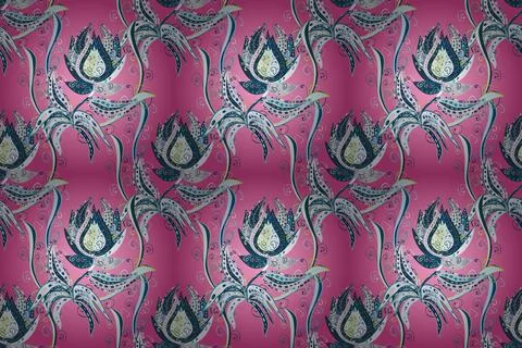 Raster watercolour floral pattern, delicate flowers, neutral, blue and pink flow イラスト素材