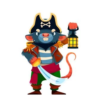 Rat animal pirate vector character with sword Stock Illustration