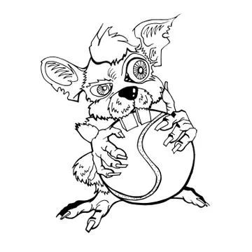 Rat with ball Stock Illustration