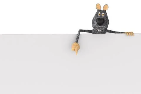 Rat with banner on white background. Isolated 3D illustration Illustrazione stock
