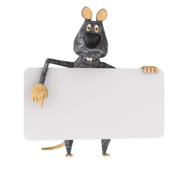 Rat with banner on white background. Isolated 3D illustration Illustrazione stock