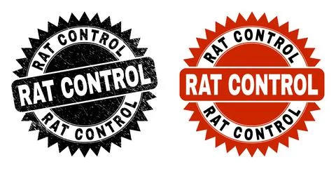 RAT CONTROL Black Rosette Stamp Seal with Unclean Texture Illustrazione stock