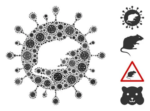Rat Coronavirus Collage of CoronaVirus Elements 스톡 일러스트