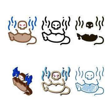 Rat dead icon vector types outline Illustrazione stock