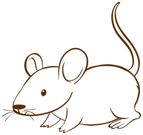 Rat in doodle simple style on white background Stock Illustration