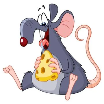 Rat eating cheese Stock Illustration