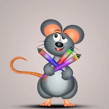 Rat with fireworks explosion Stock Illustration
