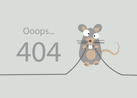 The rat gnawed the cable. 404 Error, page not found. Connection error. Vector 스톡 일러스트