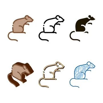 Rat icon variety vector outline Stock Illustration
